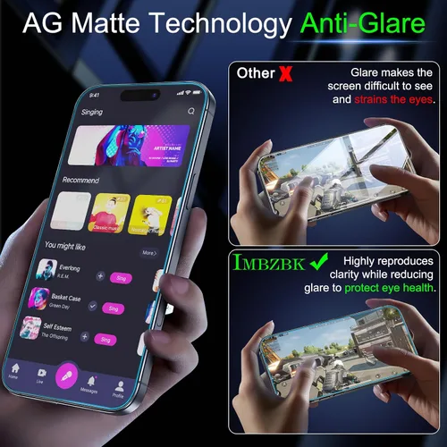 Vista 4 de IMBZBK [Eliminación automática de polvo] Paquete de 3 protectores de pantalla mate para iPhone 17 Pro Max [grado militar] accesorios, película 17