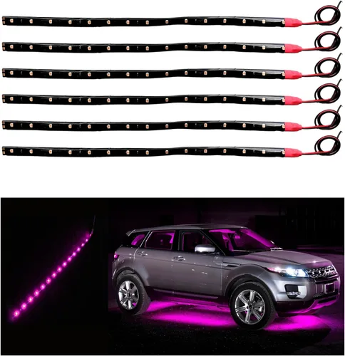 Vista 11 de Dickno 6 PCS Tira de Luces LED de 15 LED para Debajo de la Carrocería, 1 Pie 12V Impermeable Tira de Luz LED Interior Exterior para Coche con Cable