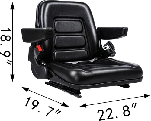 Vista 8 de Asiento Universal para Montacargas, Asiento de Tractor, con Micro Interruptor, Reposabrazos y Cinturón de Seguridad, para Tractor, Cortadora
