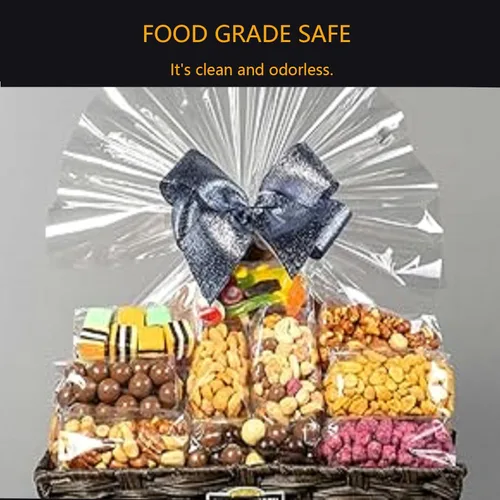 Vista 7 de CATCYLUIS Rollo de celofán transparente de 31.5 pulgadas, papel de regalo transparente de 3 mil para envolver cestas de regalo, rollo de celofán