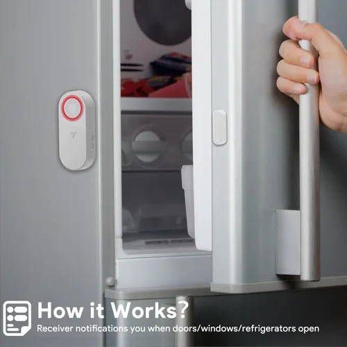 Vista 2 de Alarma de puerta de congelador con retraso cuando se deja abierta, timbre de puerta, alarma de ventana abierta, recordatorio de cierre de puertas