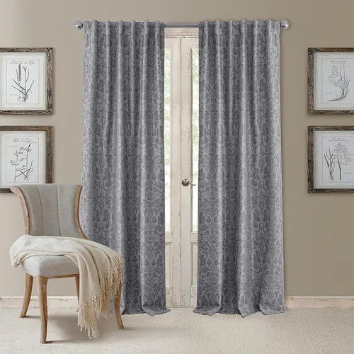 Vista 9 de Elrene Home Fashions Antonia - Cenefa de ventana floral de damasco en cascada con borlas, 52 x 36 pulgadas, oro antiguo