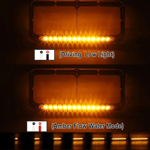 Vista 4 de Partsam 2 biseles para faros delanteros con tira de luz LED ámbar secuencial de 12 pulgadas, 2 bases de carcasa de faros delanteros con enchufes H4