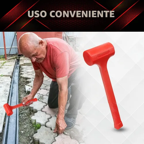 Vista 6 de YIYITOOLS Martillo de soplado muerto de 1 libra, rojo, mazo, herramientas de maquinista, moldeado de unicuerpo, agarre a cuadros, resistente a