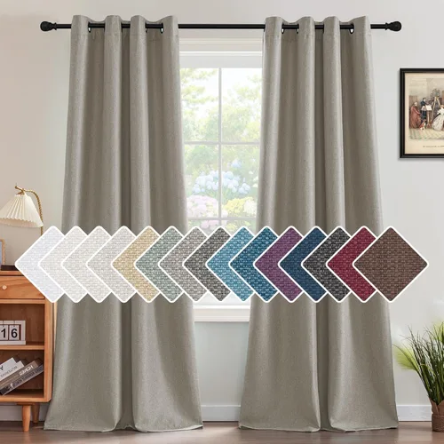 Vista 10 de H.VERSAILTEX Cortina de lino para oscurecer la habitación para dormitorio/sala de estar, cortinas opacas extra anchas de 100 x 84 pulgadas