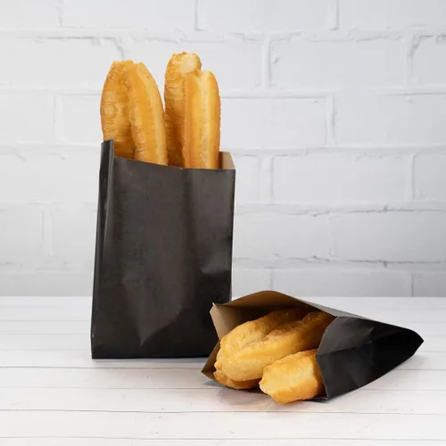 Vista 3 de Restaurantware Bag Tek - Bolsas de papel de 5 x 3 x 8.75 pulgadas para aperitivos, 100 bolsas desechables para papas fritas, a prueba de grasa