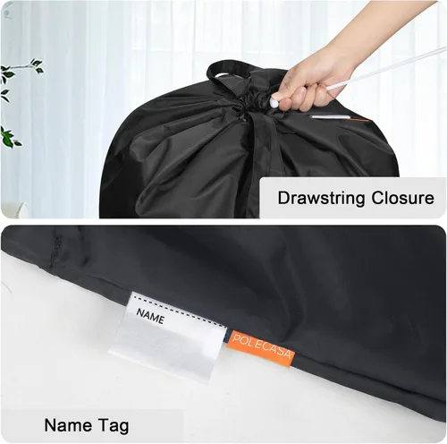 Vista 5 de Polecasa - Bolsa de lavandería pequeña y resistente de 21 x 24 pulgadas, con tela de 3.8 oz/yd², asas y cordón ajustable, fácil de llevar, ideal Rosa