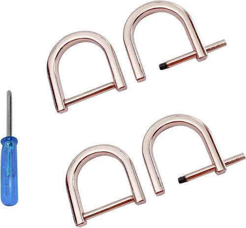 Vista 16 de willikiva 4 anillos en D con tornillo de cierre de repuesto para llave de grillete en forma de U, soporte de anillos D, herradura, de cuero