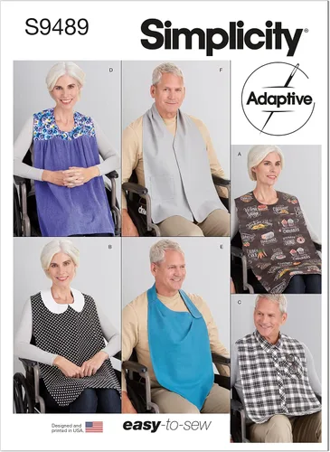 Simplicity SS9489OS - Kit de patrón de costura de baberos para adultos, código S9489, tallas únicas