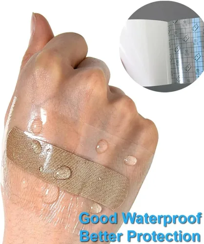 Vista 3 de OBTANIM 100 hojas transparentes impermeables para vendaje adhesivo de película transparente, cubierta de cinta adhesiva para tatuajes, ducha
