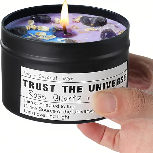 Vista 14 de Velas de soja de cristal, regalos de deseos hechos a mano, ley de deseo de atracción, magia lunar, regalos de velas de cumpleaños. (Manifestación)