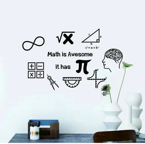 Vista 3 de Calcomanía de pared Math is Awesome Math is Awesome - Calcomanías de vinilo extraíbles para estudiantes de aula, símbolos de matemáticas, murales
