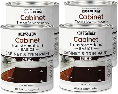 Vista 9 de Rust-Oleum 372012 Transformations Basics - Pintura para gabinetes y molduras, cuarto de galón, color negro