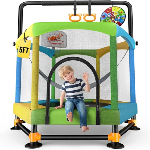 Twinkoo Toddler Trampoline for Kids with Foam Handle, Anti-Tilt Frame & Thick Padded Spring Cover, Indoor Outdoor Mini Trampoline, Easy Assembly