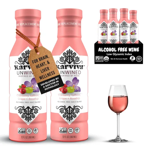 Karviva Alternativa al vino rosado sin vino sin alcohol – Bajo en azúcar, orgánico, mezcla de hierbas para relajación, equilibrio hormonal y salud