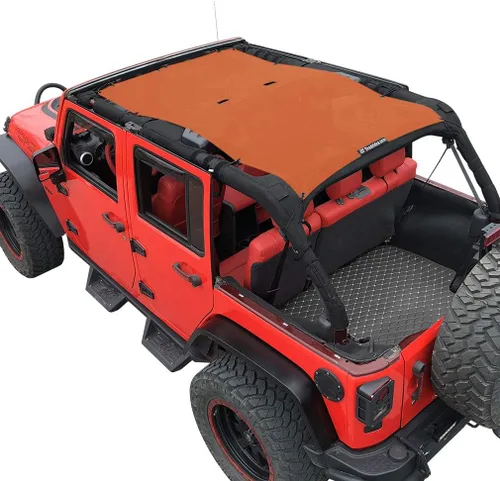 Vista 80 de Shadeidea - Parasol para vehículo Jeep Wrangler JK (2007-2018) de 2 puertas, delantero y trasero, pantalla de malla color negro, cubierta