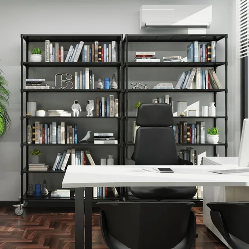 Vista 8 de pouseayar NSF - Estantería de panel de metal resistente de 7 niveles, capacidad de 2800 libras, ajustable, con ruedas de 5 pulgadaspies