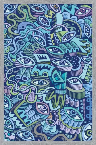 Vista 11 de Trends International Póster de pared Big Blue Doodle de 14.725 x 22.375 pulgadas, versión enmarcada de madera de granero