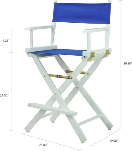 Vista 2 de Casual Home - Silla de director de 24 in, marco blanco, con lona color azul rey, altura de mostrador