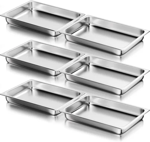 WantJoin Sartenes de hotel de mesa de vapor – 1/1 tamaño completo de 2.5 pulgadas de profundidad, paquete de 6 recipientes de acero inoxidable para