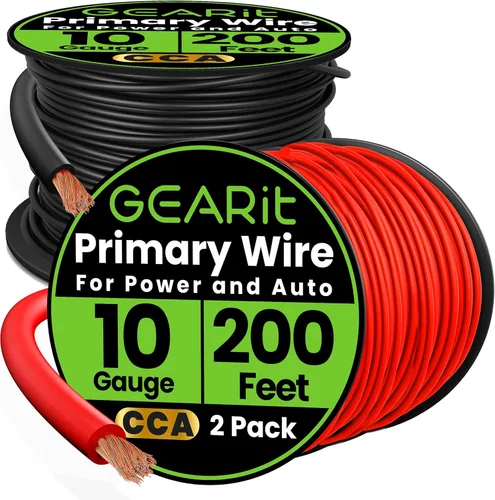 Vista 11 de GEARit Cable de calibre 10 CCA de 50 pies cada uno, negro/rojo (100 pies en total), cable de alimentación de tierra de 10 AWG para automóviles