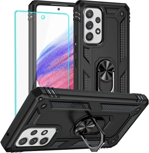 Vista 9 de Yiakeng Funda para Samsung A53 5G, Galaxy A53 5G con protector de pantalla HD, fundas protectoras de grado militar con anillo para Samsung Galaxy