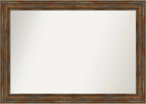 Vista 298 de Amanti Art Espejo de baño marrón para sobre fregadero, 26 x 26 pulgadas, espejo de tocador cuadrado marrón rústico Alexandria, marco de madera