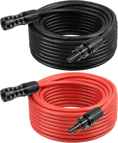 Vista 20 de Cable de Extensión Solar de 8 AWG 3 Pies Negro + 3 Pies Rojo, Cable de Panel Solar de Calibre 8 Macho a Hembra Alambre de Cobre Estañado para Panel