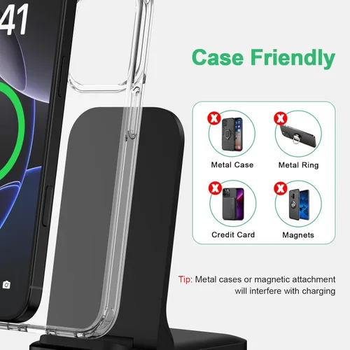 Vista 6 de Cargador inalámbrico plegable Samsung Soporte de carga rápida inalámbrico Android escritorio teléfono cargador pad 15W para Samsung Galaxy S25 Edge