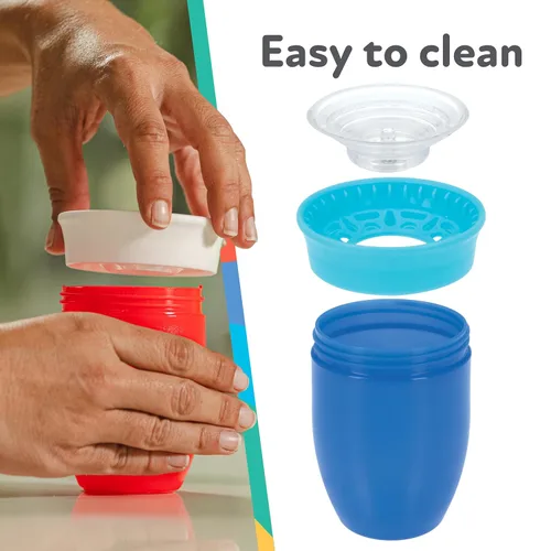 Vista 6 de Nuby Wonder Cup – Vasos para bebés a prueba de derrames – (paquete de 2) 7 onzas – Sip from All Sides – Resistente a fugas – Vaso de transición sin