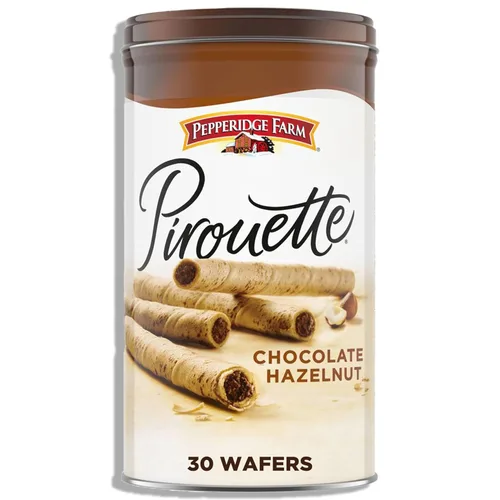 Vista 13 de Pepperidge Farm Pirouette Galletas, Obleas rellenas con créme de chocolate y turrón, 13.5 onzas en lata