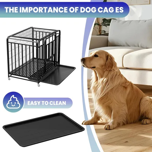 Vista 7 de Dog Kennel Heavy Duty Indoor Easy to Clean, 4 Lockable Wheels Extra Large Dog Crate with Removable Tray, Large Dog Crate Escape-Proof for Anxiety