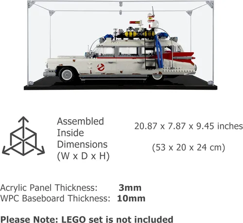 Vista 5 de Vitrina acrílica compatible con Cazafantasmas ECTO-1 #10274, vitrina a prueba de polvo (solo funda) (juegos de Lego no incluidos)