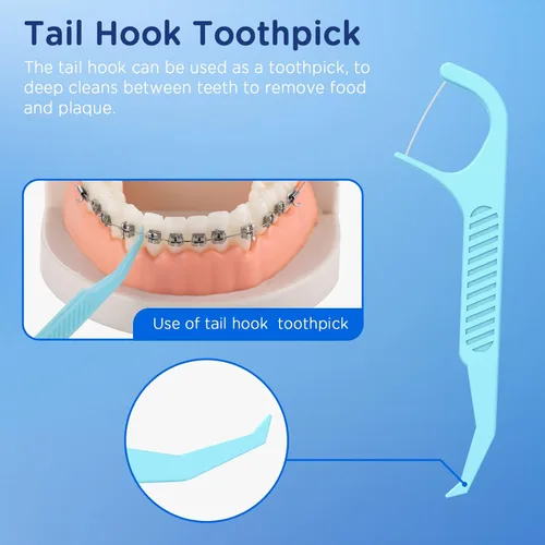 Vista 6 de 150 unidades de hilo dental para ortodoncia - Púas de hilo dental Ortho, 75 unidades (paquete de 2), con un estuche de viaje