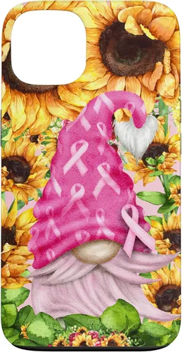 Vista 7 de Funny Breast Cancer Sunflower For Women Cute Pink Gnome Case for iPhone 16