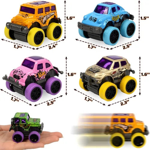 Vista 6 de Monster Truck Christmas Stocking Stuffers for Boys Age 3-6 – Pull Back Monster Trucks for Party Favors, Set of 8