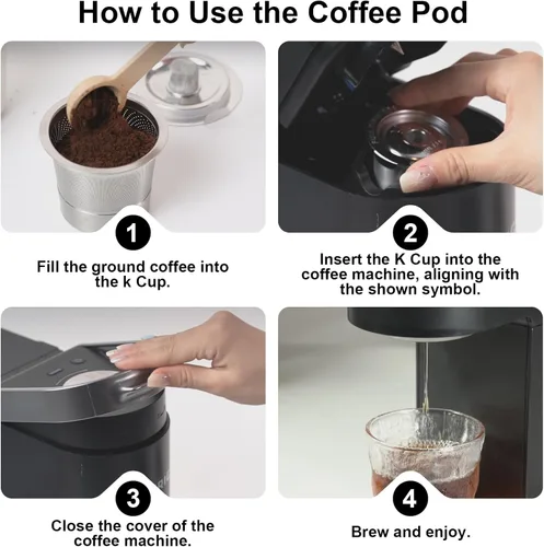 Vista 7 de Cápsulas K reutilizables para Keurig: Cápsulas K recargables de acero inoxidable completo, filtro de café reutilizable para máquinas de café Keurig