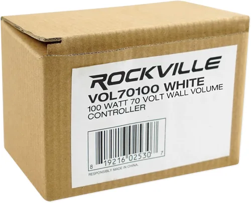 Vista 9 de Rockville VOL70100 - Controlador de zona de control de volumen de pared de 100 W, 70 V, blanco, esfera giratoria de 11 pasos, terminal de bloque