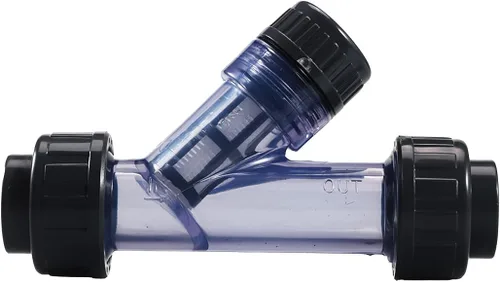 TOMEX Colador en Y de 1" - UPVC transparente, True Union, 20 Mesh, NPT hembra [1 pulgada]