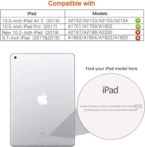 Vista 2 de LRCXL Funda para iPad Air de 3ª generación de 10.5 pulgadas 2019 / iPad Pro de 10.5 pulgadas 2017-360 grados con soporte giratorio inteligente