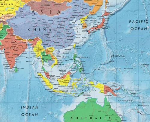 Vista 5 de Conjunto de dos mapamundi 3D clásicos Premier, de pared, de Estados Unidos y el mundo, de 24 x 36 pulgadas