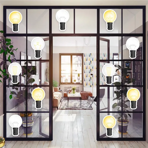 Vista 5 de Outus 45 piezas de recortes de bombillas para tablón de anuncios con puntos de pegamento para decoración de pared de regreso a la escuela