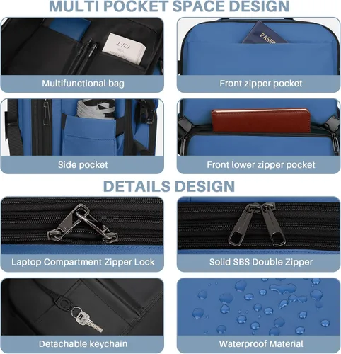 Vista 90 de Mochila de Viaje Snoffic para Mujer, Negro, 17 pulg.