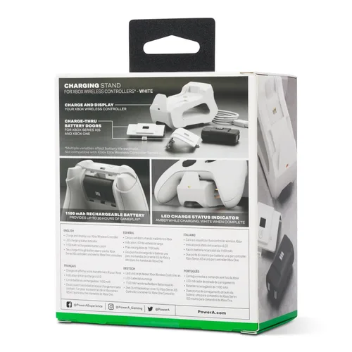 Vista 2 de PowerA Solo Charging Stand for Xbox Series XS - White, Works with Xbox One, Charging Station for Xbox Wireless Controller, Officially Licensed