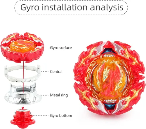 Vista 5 de Battling Tops Burst DB B-191 Prominence Phoenix - Universo cónico con lanzador de cuchillas Bey giratorio a la derecha/izquierda, juguete giratorio
