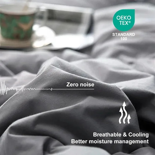 Vista 2 de Edredón ligero gris refrescante, relleno de edredón para todas las estaciones, transpirable, tamaño Queen, ropa de cama de verano, edredón