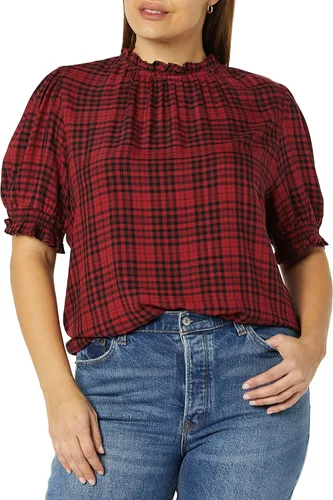Vista 3 de Tienda Essentials Camisa de sarga fluida para mujer con detalle de bata de manga corta