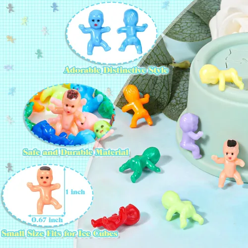 Vista 3 de Selizo 120 piezas Mini Bebés de Plástico, Pequeñas Figuras de Bebé de Plástico Pequeñas Bebés de Pastel del Rey a Granel para Ice Cube My Water 12