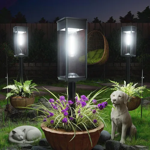 Vista 12 de ALFIOT - Luces solares brillantes para senderos exteriores, luces solares impermeables para jardín, patio, camino de entrada y sendero, iluminación