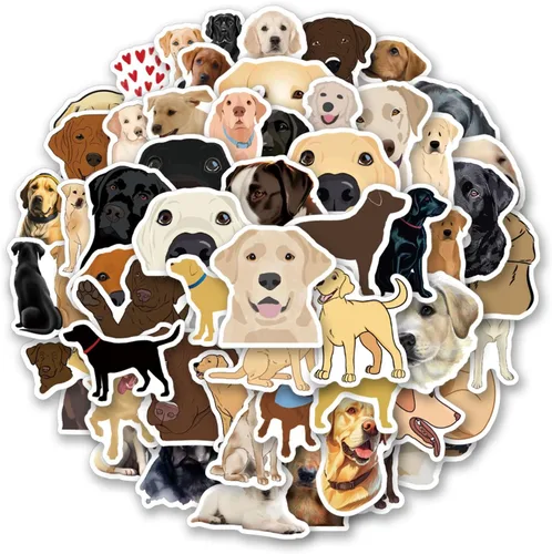 Vista 2 de 60 calcomanías de vinilo impermeable estético lindo dibujos animados animales perros calcomanías calcomanías para laptop, botellas de agua